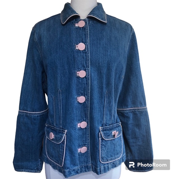 Venezia Jackets & Blazers - Venezia Blue Denim jacket with pink trim, buttons & pockets 100%Cotton Size14/16